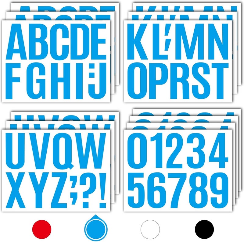 Seloom 13 Sheets Alphabet Stickers,4 Inch Large Vinyl Letter Number Stickers Self Adhesive,Waterproof Numbers Alphabet Letters Labels for DIY Crafts,Mailbox,Notebook,Door,Water Bottles,Car(Blue) - Image 1